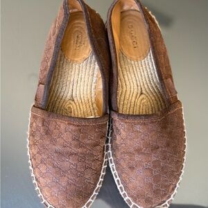 Gucci Brown Monogram Loafers